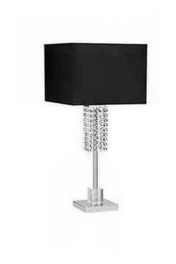 Metal Table Lamp with Black Shade and Crystal Drops